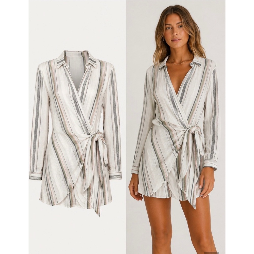 L*SPACE Daydream Tunic Dress L Coastal Resort Boho Beach Cover Up